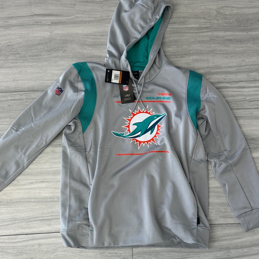 NFL Dolphins Nike Gray and Teal Hoodie